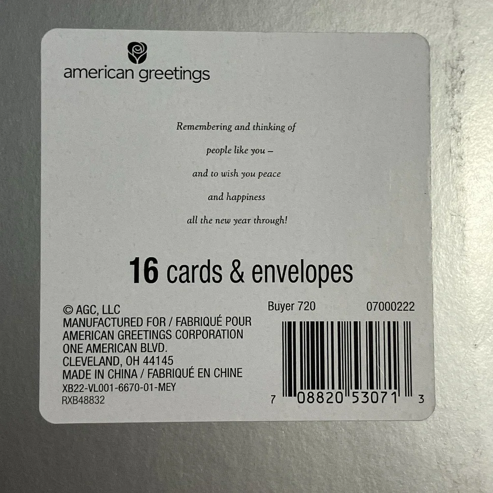 American‎ Greetings Happy Holidays Cards / Buck Deer / 16 Count / Gold Christmas